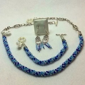 FINAL SALE PRICE Lia Rosa Unique Woven Jewelry Set in Blues